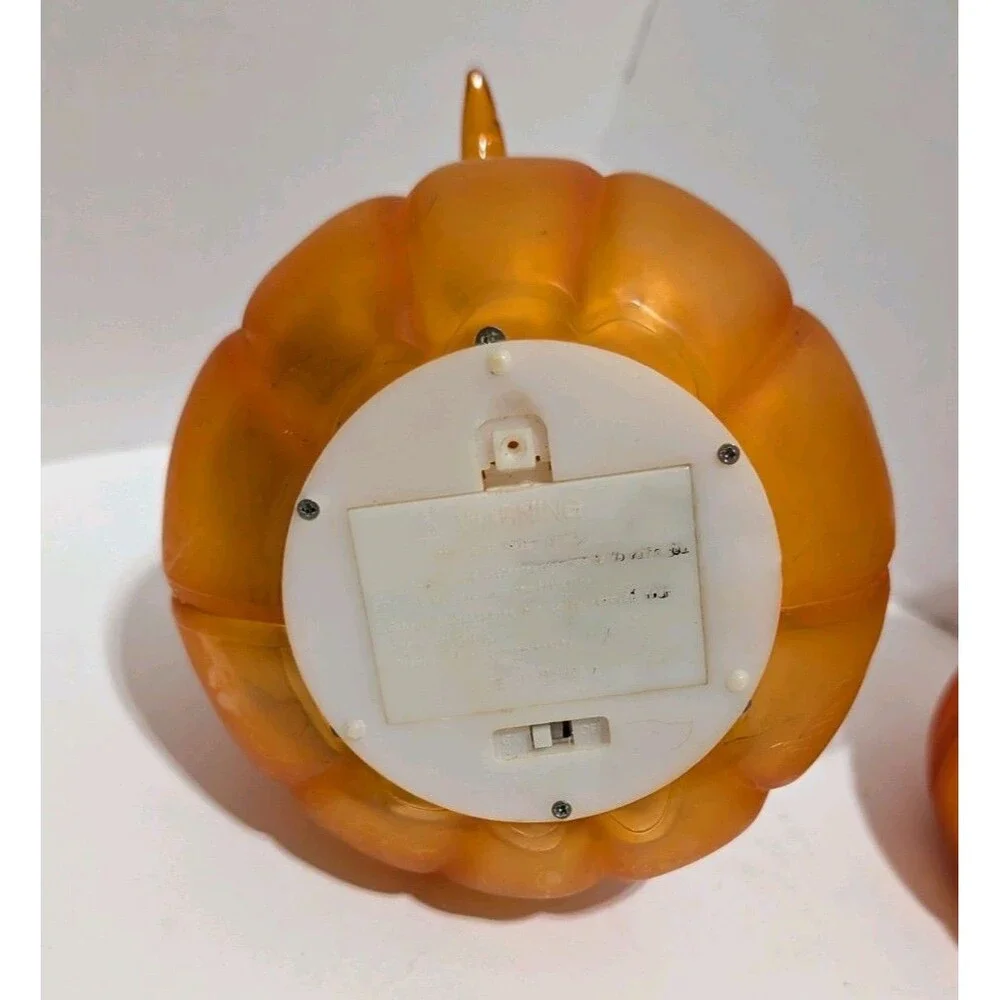 Halloween Frosted Jack-O-Lantern Pumpkin Figures 2000's Holiday Decor Lot Of 2